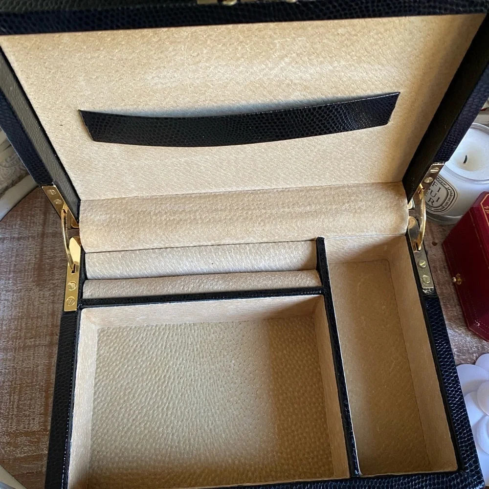 Handcrafted Leather Jewel Box with lock and key made in Spain for Neiman…